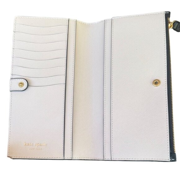 Kate Spade Black Leather Wristlet Wallet With Card Slots & Snap Closure - Picture 7 of 8